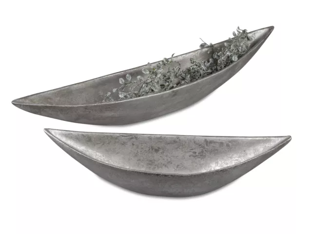 Formano Deko Schale Antik Silber oval Dekoration 50 cm