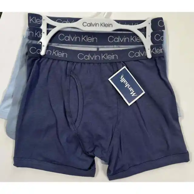 Calvin Klein Boys Boxer Brief Underwear Blues 3 Pack Size Medium 8-10