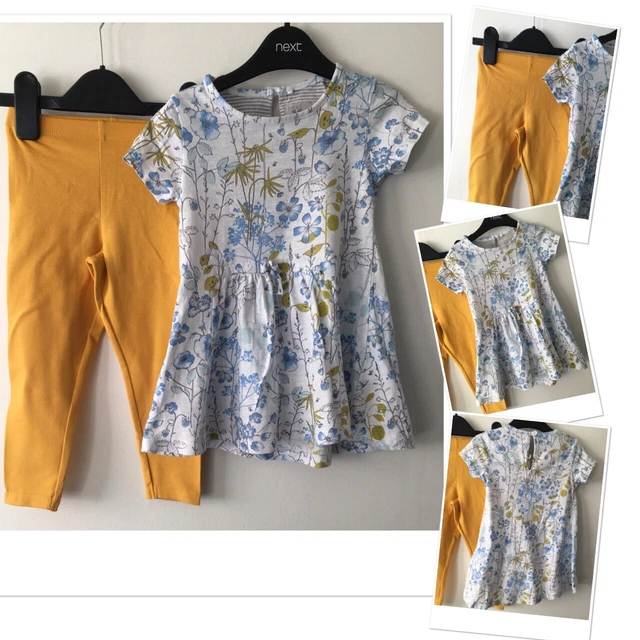 Leggings F&F nuovi bambine & next exc usato tunica floreale smock abito 18-24 mesi