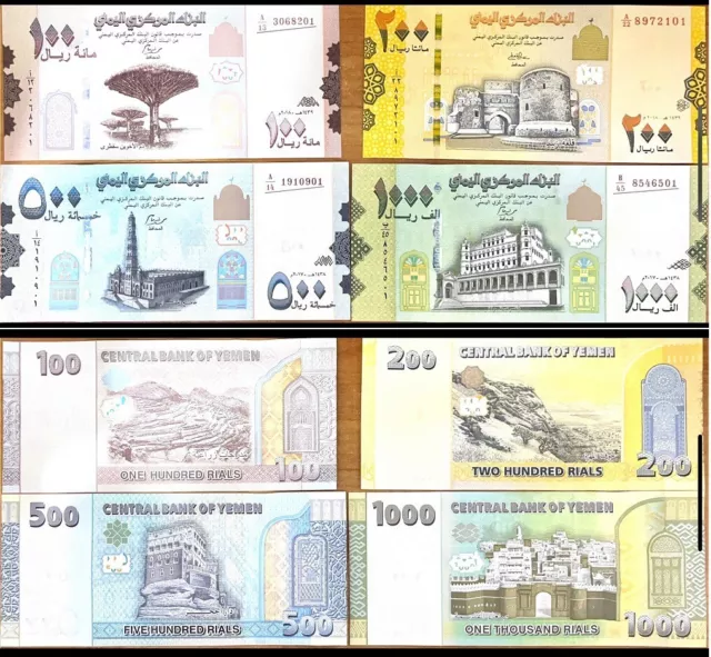 Yemen __ set 4 banknotes 100 200 500 1000 Rials 2017 - 2018 UNC Lemberg-Zp