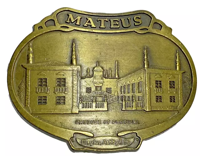 Vintage Metal Belt Buckle Mateus Winery Portugal Dreyfus Ashby & Co 3-3/8x2.5"