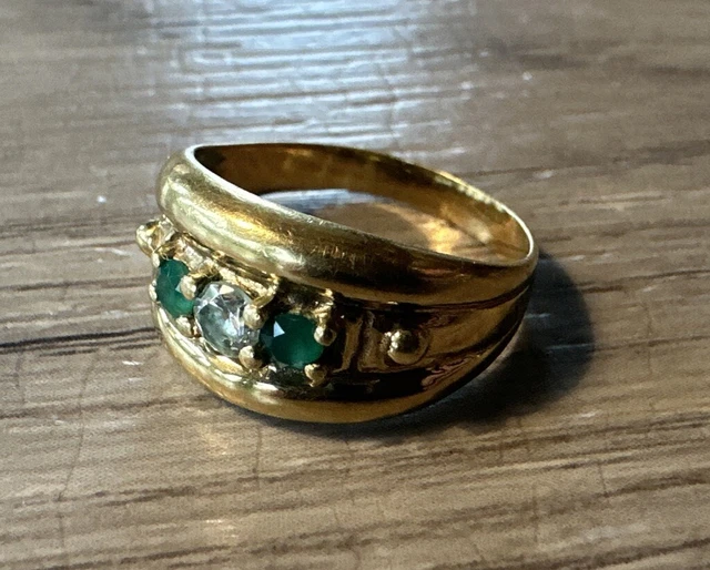 Bague Ancienne Plaqué Or Et Pierres Semi-précieuses - Taille 53/54 - Moderne