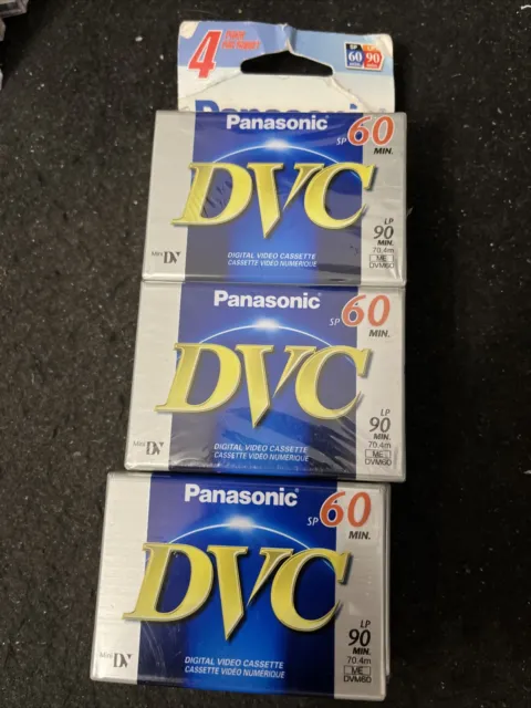 Lote de 6 Cintas Mini DV Panasonic DVC 60 MIN / LP 90MIN AY-DVM60EJ Selladas Nuevas