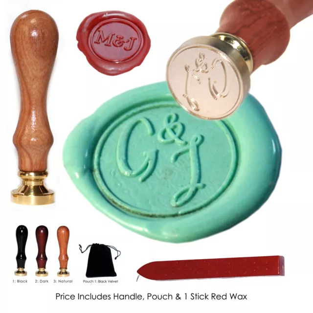 20mm Wax Seal Stamp Personalised Initials Custom Engraved for Wedding Invitation