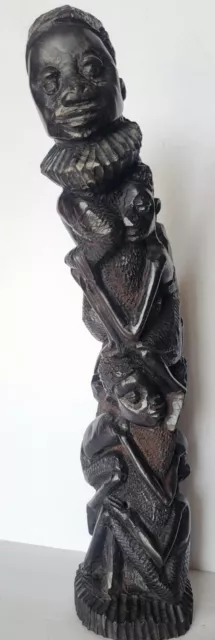 Ebony Makonde African Tree Of Life Art Wood Sculpture Kenya Hand Carved 15"