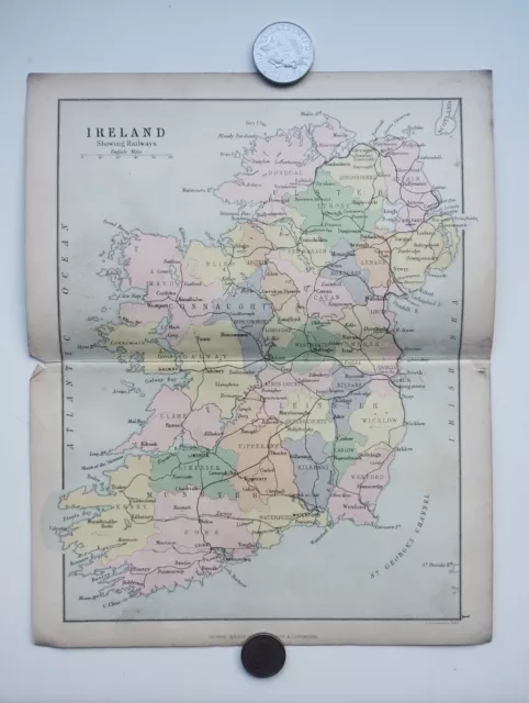 Antique County Map of  Ireland - Phillips Handy Atlas , 1882