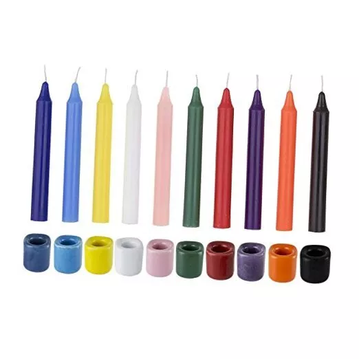 Mega Candles 10 pcs Assorted Colors Ceramic Chime Ritual Spell Candle Holders