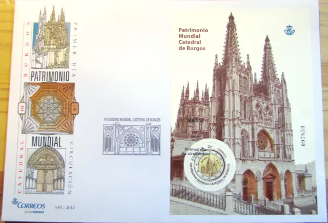 Sobre 1º Dia  De Circulacion  Patrimonio Mundial " Catedral De Burgos "  2012