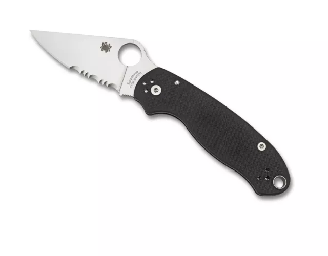 Spyderco Para 3 Folding Knife 3" S45VN Combo Blade, Black G10 Handles W/Clip