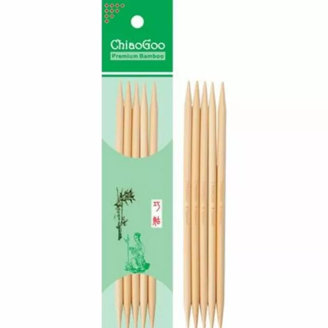Juego de Agujas Bambú Natural ChiaoGoo Tejer Calcetines 13-20cm Todas las Tallas