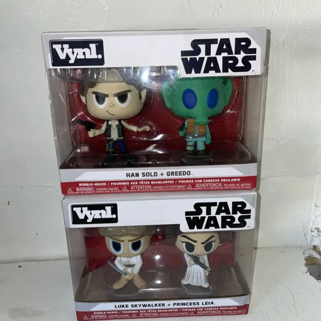 Funko Vynls- STAR WARS - Luke Skywalker & Princess Leia - Han Solo & Greed - New