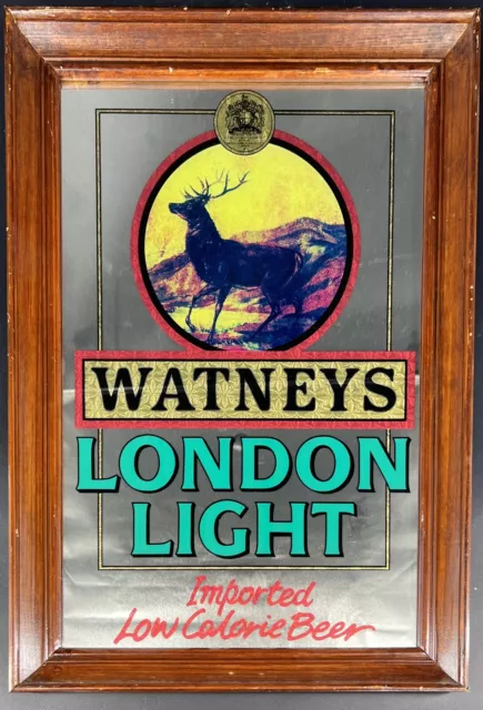 Vintage Watneys London Light Imported Low Calorie Man Cave Glass Beer Mirror