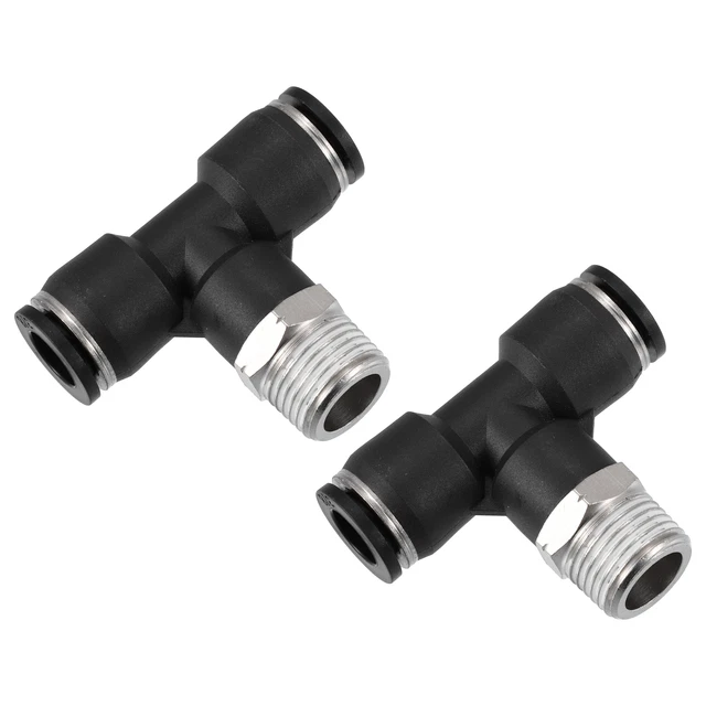 2 Pcs Auto Pneumatique T Raccords 3/8" Tube OD à 3/8" NPT Filetage
