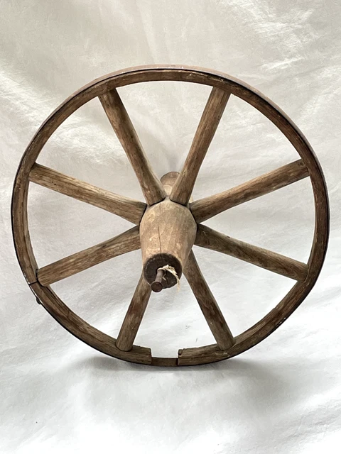 Antique Baby Buggy Victorian Stroller Wagon 8 Wooden Spoked Wheel - 11 Inch