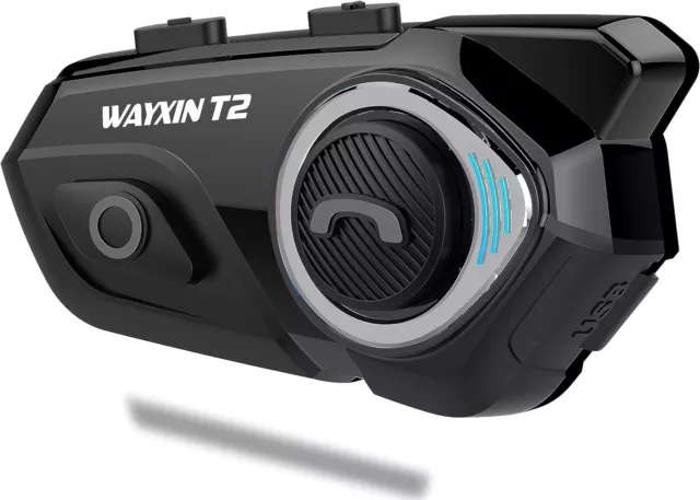 WAYXIN T2 Interfono Moto 1pc Bluetooth Casco Moto Portata 30m,Auricolari Moto