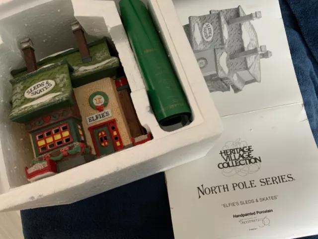 Dept 56 Heritage North Pole Series ELFIES SLEDS & SKATES Christmas Village EUC**