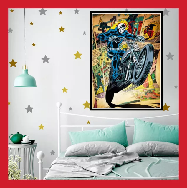Toile Affiche Coton Poster Figurine Âge D’argent Marvel Comics Ghost Rider Moto