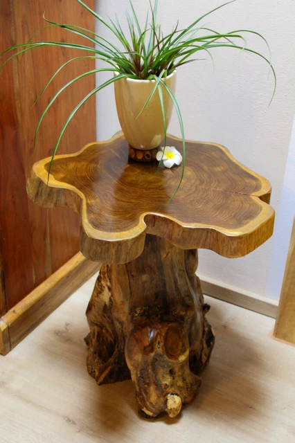 Table D'appoint Exotique En Bois De Teck – Racine Rustique, Forme Irrégulière, Kinaree ALOR SETAR