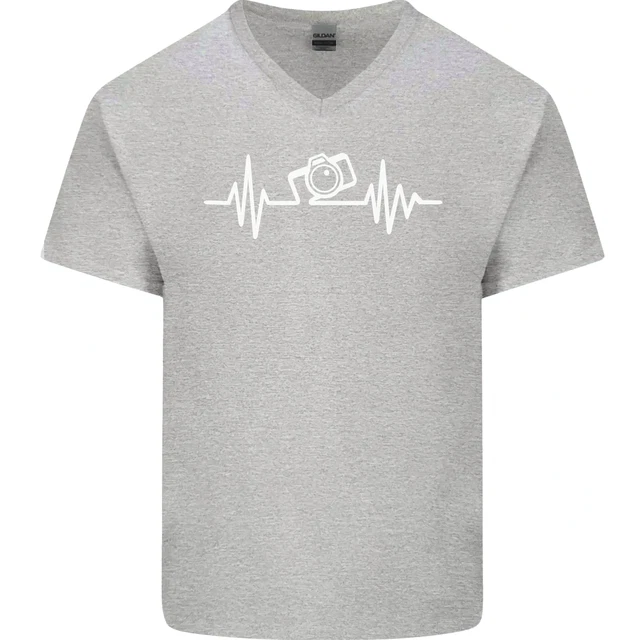 T-shirt da uomo Photography Pulse Photographer ECG collo a V cotone