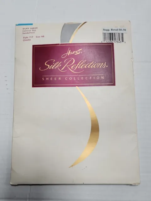 Hanes Silk Reflections Pantyhose Nylons Crome Color Size AB Style 717 Vintage