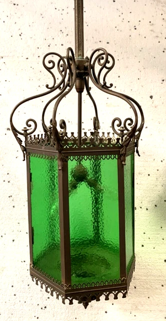 Ancienne Lanterne De Chef De Gare En Laiton Jaune - Lampe à Poser Vintage, XXème Siècle