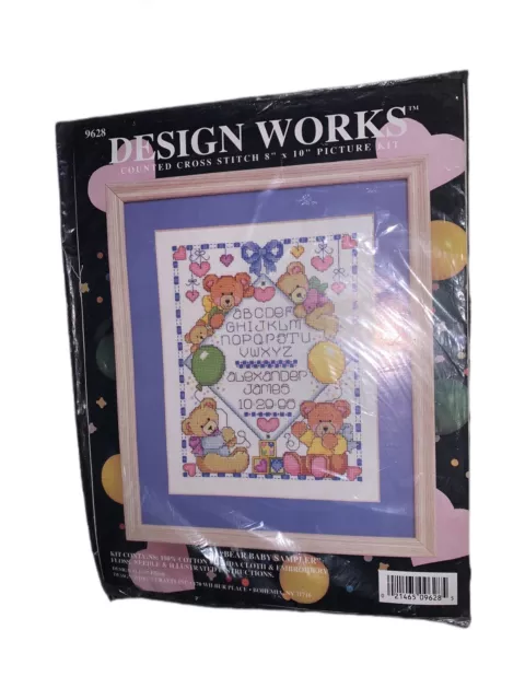 Design Works Counted Cross Stitch 8 X 10 Picture Kit Baby Bear Sampler