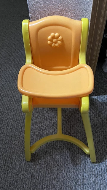 Vintage Mattel Tuff Stuff Baby Doll High Chair Orange & Yellow 1980