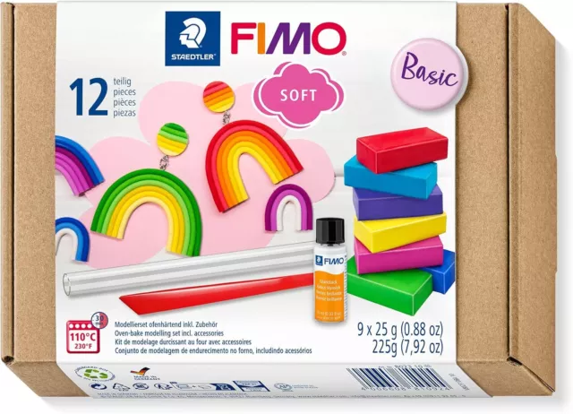 STAEDTLER 8023 10 FIMO Soft Oven-Hardening Polymer Starter Kit, Basic Colours