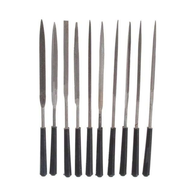 Juego de limas aguja acero tallas de madera 10 ud. 3*140mm 4*160mm 5*180mm limas