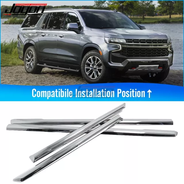 For Chevrolet Suburban Tahoe 21+ Door Body Molding Cover Trim Chrome Sliver