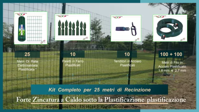 Rete Elettrosaldata Per Recinzioni Plastificata Kit Con Altezza Rete 175 Cm