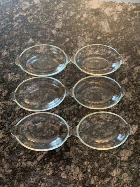 Set Of 6 PYREX Clear Glass Individual Baking Au Gratin Dishes  #328