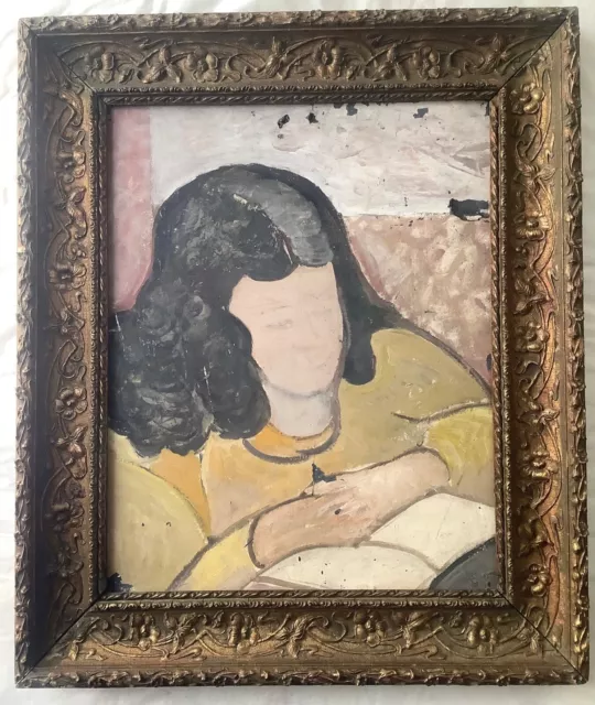 Early 20th Century Henri MATISSE ? Portrait of a Young Girl Reading Oil Painting