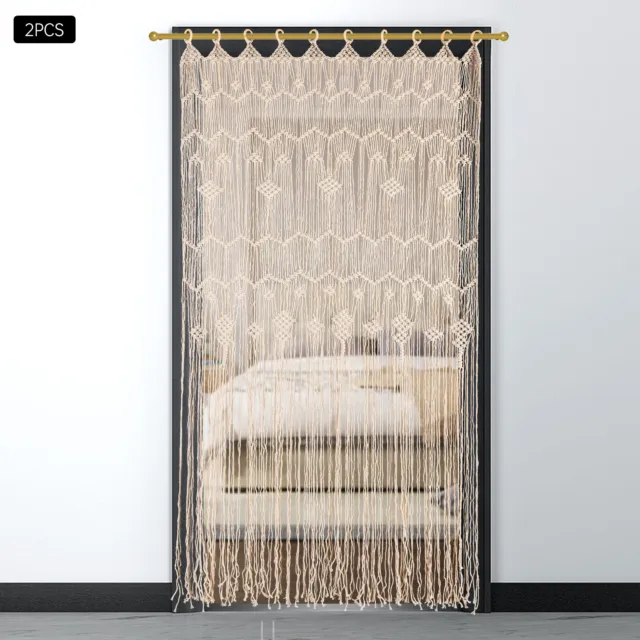 2x Boho Makramee Wandbehang Tapestry Tür Fenster Vorhang Hochzeit 85cm x200cm