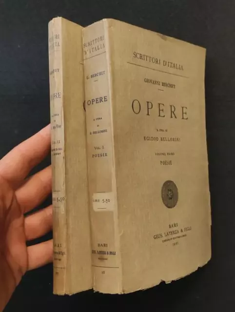 Giovanni Berchet Opere Bellorini Laterza 1911 2 Volumi
