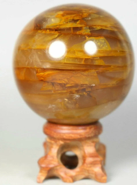 NATURAL Yellow PHANTOM MULTI INCLUSIONS Rainbow CRYSTAL Polishing Sphere Ball