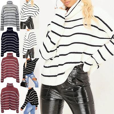 Ladies Womens Long Sleeve Chunky Cable Ribbed Knitted Cowl Polo High Neck Jumper