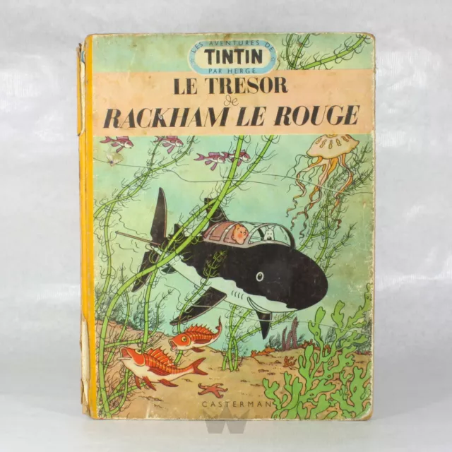 BD LES AVENTURES DE TINTIN LE TRESOR DE RACKHAM LE ROUGE B7 1952 Médaillon bleu