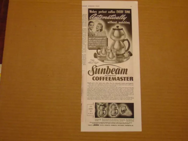 1941 SUNBEAM AUTOMATIC COFFEEMASTER art print ad