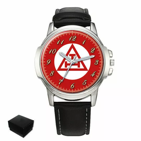 Triple Tau Cross Masonic Gents Mens Wrist Watch Birthday Gift Engraving