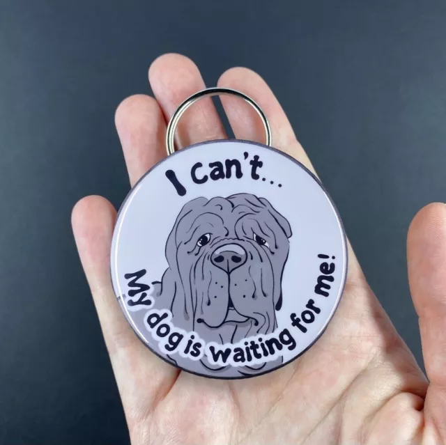 Gray Neapolitan Mastiff Dog Bottle Opener Keychain Handmade Accessories 2.25"