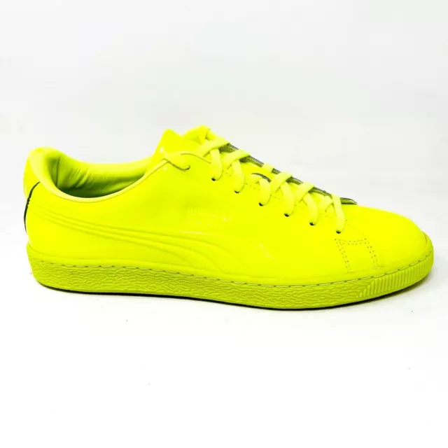 Puma Basket Classic Patent Emboss Safety Yellow Mens Casual Shoes 362035 02