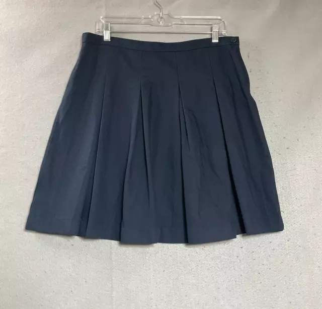 Lands End Skirt Womens Large Blue Pleated Classic Preppy School Girl Academic