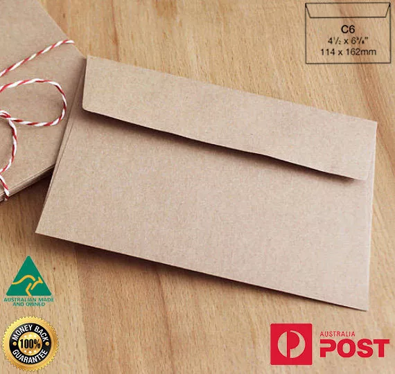 25 x C6 Recycled Brown Kraft Envelopes for Wedding Cards FREE Postage- A Grade