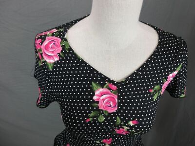 Glitter Girl Size 14-16 Girls Black/Pink Floral Polka Dot Short Sleeve Top T351