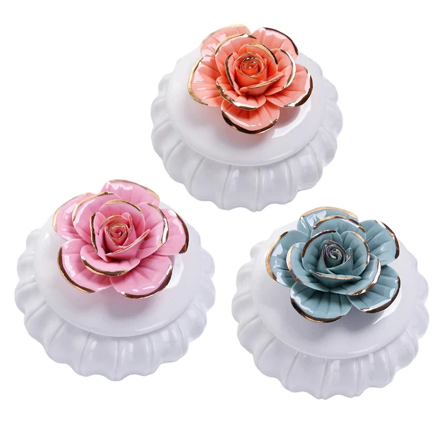 Bocal rond en céramique avec couvercle boucles d'oreilles boîte à bijoux