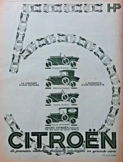1924 Automobile André Citroen Torpedo Convertible Press Advertisement
