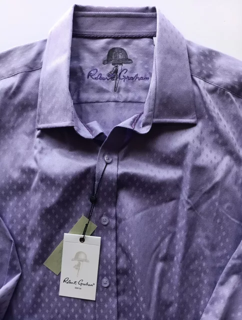 NWT ROBERT GRAHAM Flip Cuff Shirt Mens XXL 2XL WINETAVERN PUR Purple DIAMONDS