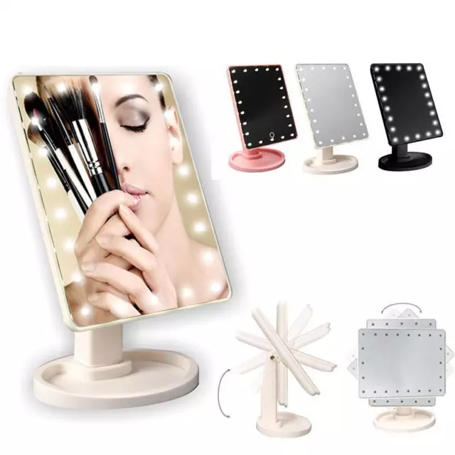 Specchio Da Trucco Illuminato 16 Led Portatile Make Up 180° Cosmetica E Estetica