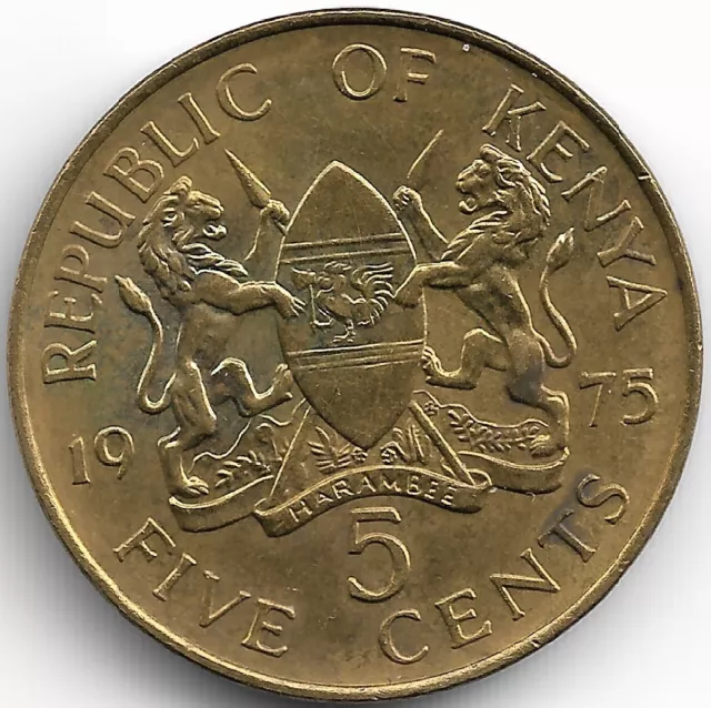 Kenya 5 Cents 1975 KM# 10